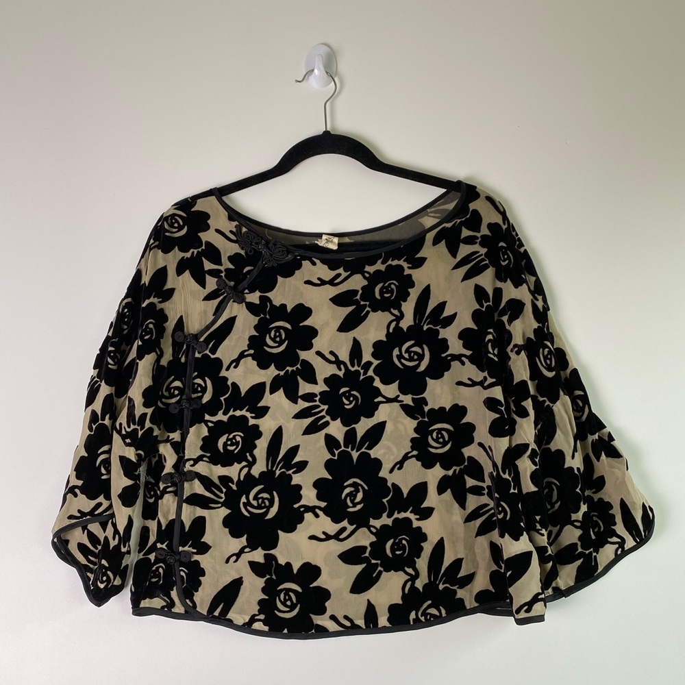 Anthropologie Floreat Silk Floral Sheer Blouse Top
